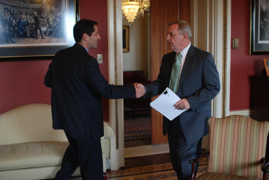 Durbin met with Daniel Hamburger, President of DeVry University, to discuss for-profit colleges.